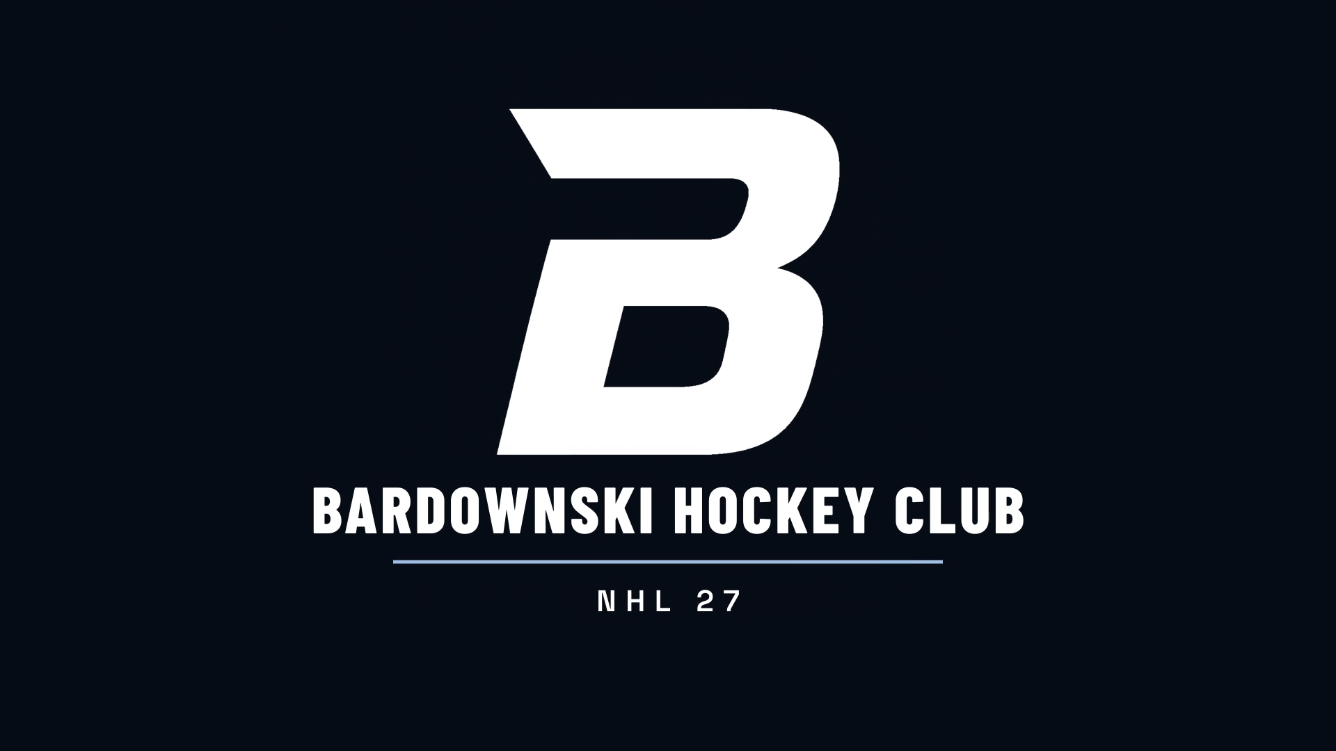 White Bardownski logo above Bardownski Hockey Club and NHL 27 lettering on a dark background